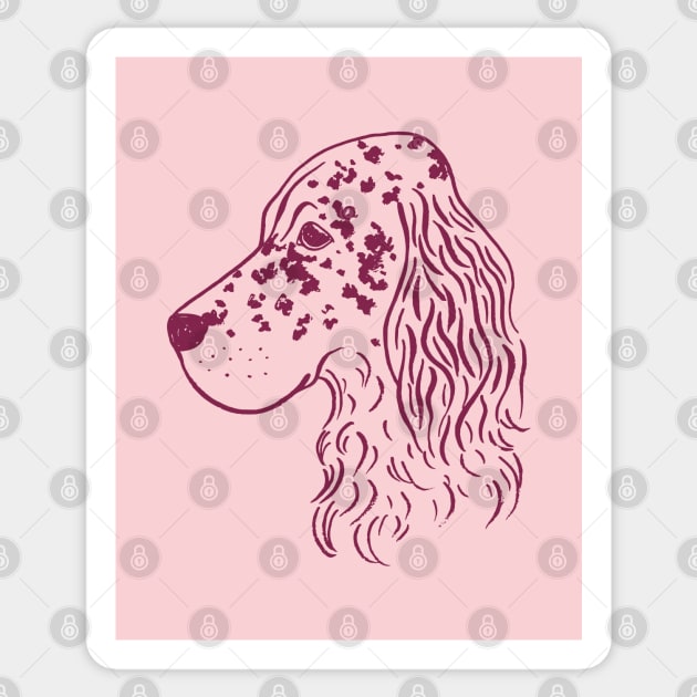 English Setter (Pink and Plum) Sticker by illucalliart